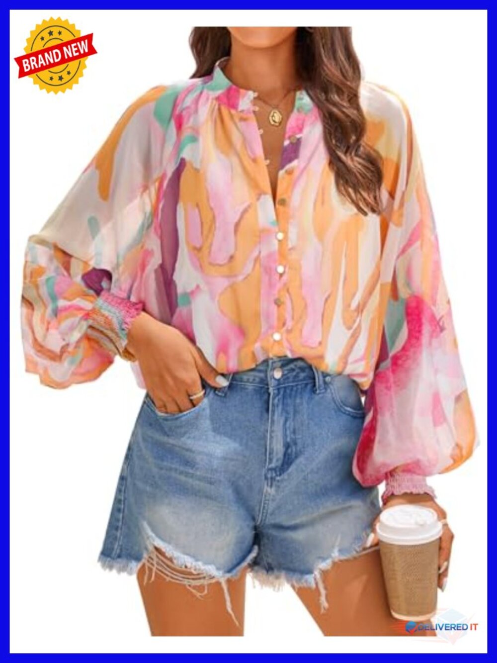 Women's Boho Floral Button Down Long Sleeve Blouse